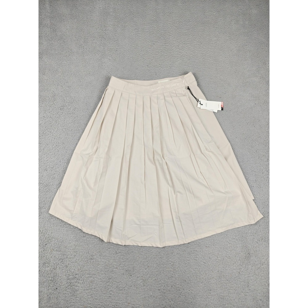 Honor The Gift Skirt Womens Large White Pleated Midi Lined Zip WHTG230163‎ New